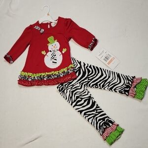 Festive Snowman Outfit with Zebra Print Leggings